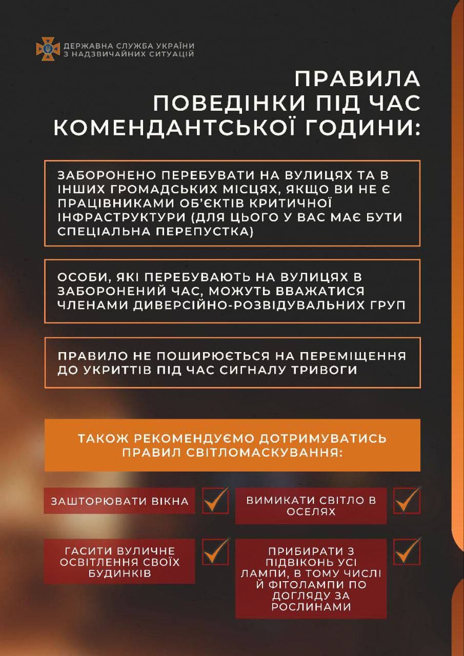 Правила поведінки під час комендантської години